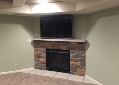 Fireplace rec room TV