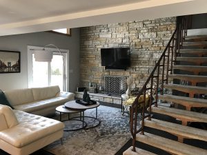 Pure Sound Vision - Mount TV on Stone Fireplace with Sonos Playbar